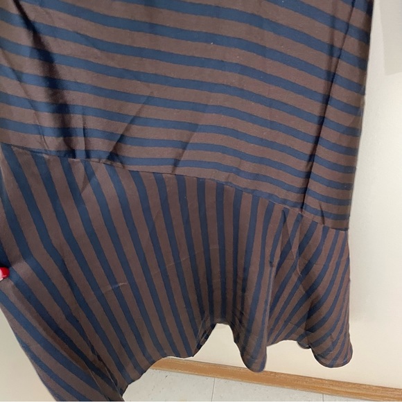 Soaked In Luxury Gina Striped Brown/Navy Blue Striped Wrap Dress, Size S, NWT - Picture 7 of 11